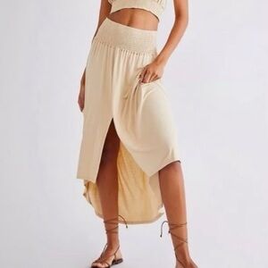 Free People Beach Morningside Hi Low Skirt‎ Tan Size L